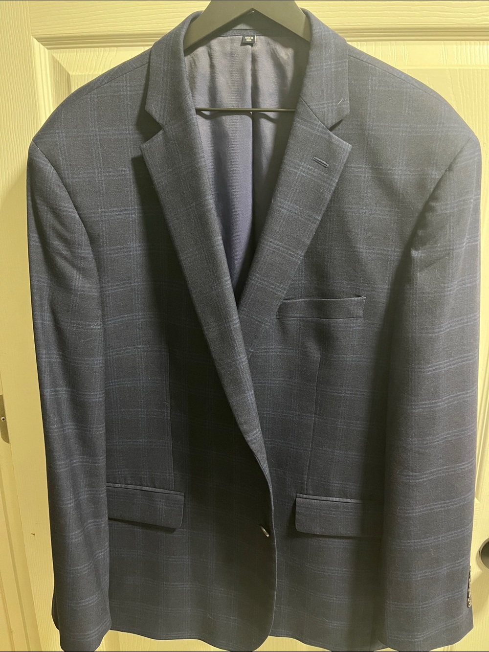 Jos. A. Bank 1905 Men's Navy Windowpane 2 Button Sport Coat - 48R